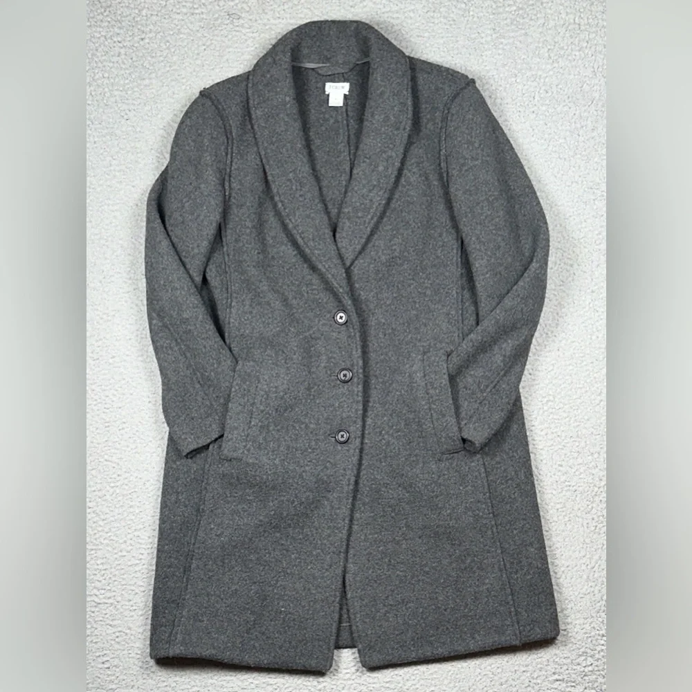 J.Crew Daphne Boiled Wool Topcoat Gray Charcoal Women's Size 4 Classic Coat Chic - Picture 13 of 17